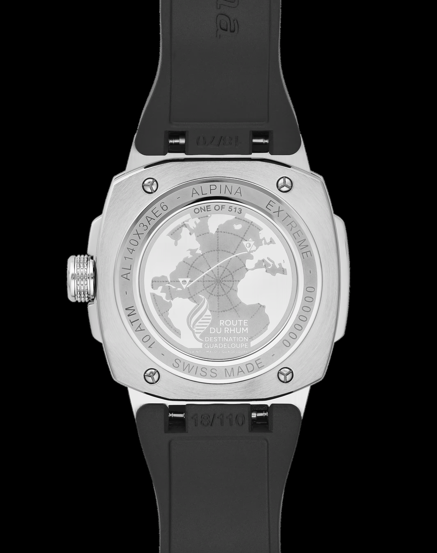 A detailed engraving on the watch's rear casing