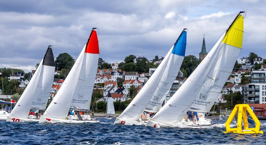 Close racing on the water as the J/70 fleet battles it out at Arendal