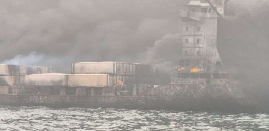 Early pictures of the tanker. Photo credit: BBC TV stream