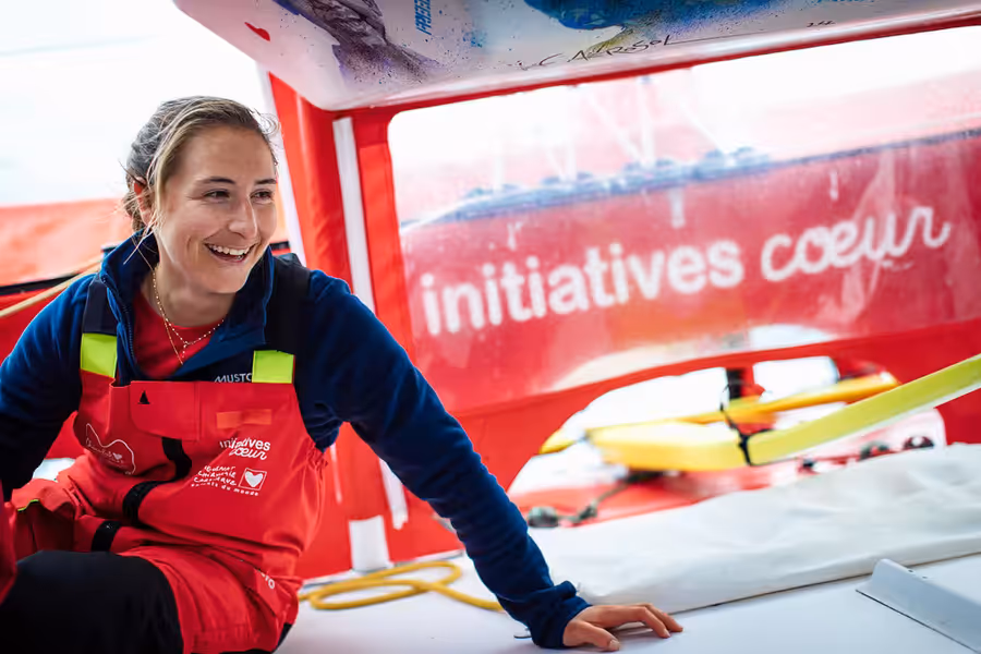 Violette Dorange aboard her IMOCA Initiatives Coeur.
