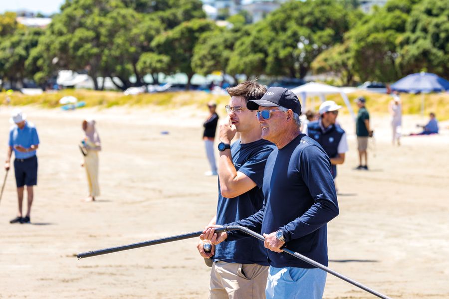 Proud Dad, Sir Russell Coutts, watches the racing