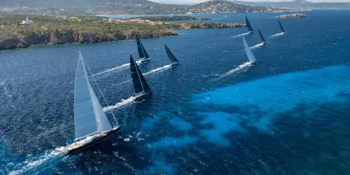 Record 170-boat Swan fleet drifts through light air at Porto Cervo, 12 October 2026