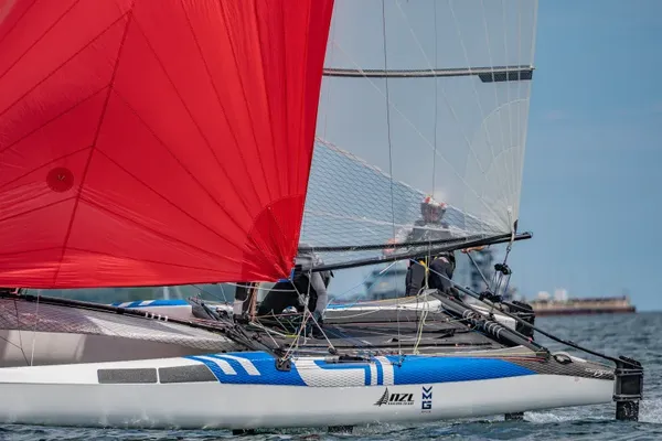 Micah Wilkinson and Kate Stewart have climbed to ninth place in the Nacra 17 fleet.