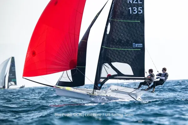 Francesco Kayrouz and Hamish McLaren compete in the 49er class.