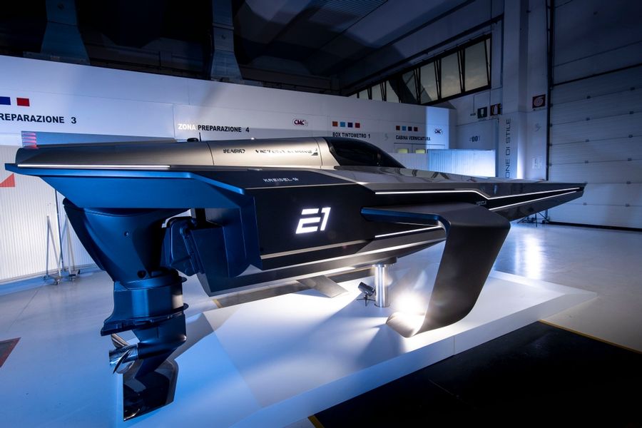 The UIM E1 World Electric Powerboat Series electric RaceBird powerboat ‘RB 01’ (Photo by Lloyd Images)
