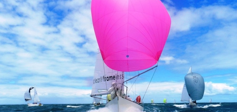 J24 Nationals Jan 9, 2013. Hyperactive blasts downwind.