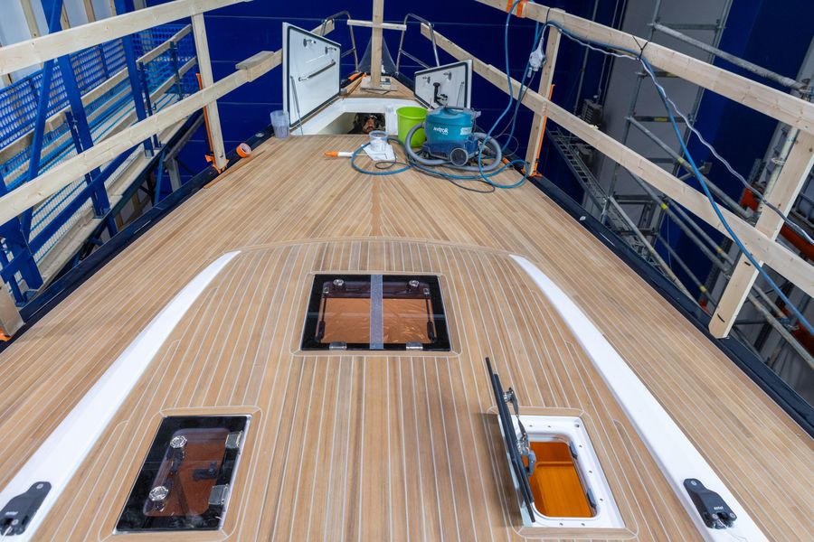 The decks optimized for efficient, safe, and enjoyable sailing. Photo credit: Nautor Swan