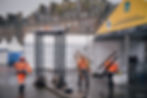 Organisers and city crews work to secure the village ahead of the race (Jean-Louis Carli / Route du Rhum 2026 / FACTSTORY)