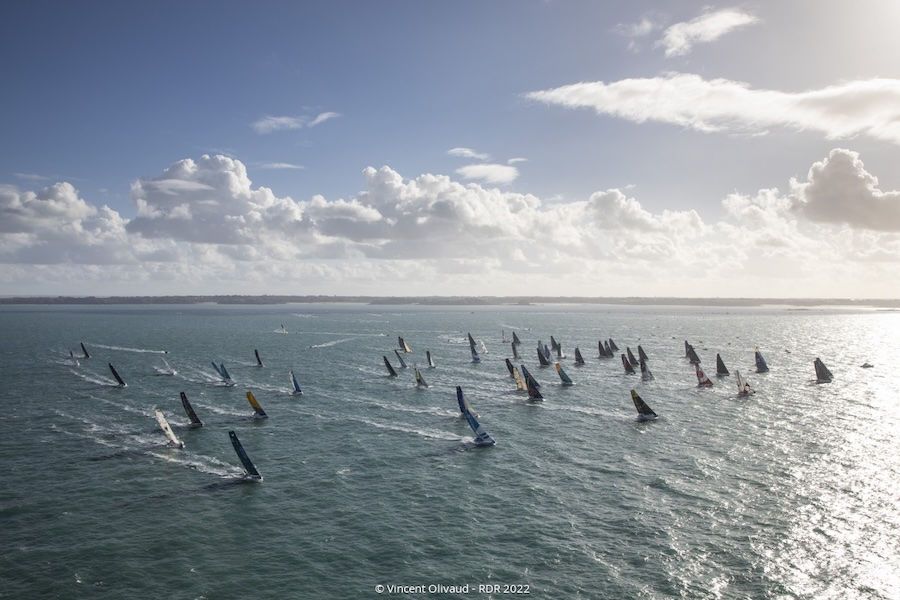 The Route du Rhum - Destination Guadeloupe fleet departs Saint-Malo four years ago. Photo: Vincent Olivaud