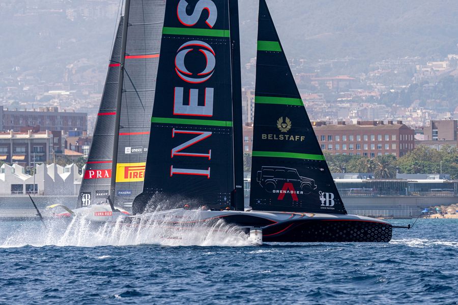 August 24, 2024. Louis Vuitton Preliminary Regatta, Race Day 3. LUNA ROSSA PRADA PIRELLI TEAM, INEOS BRITANNIA