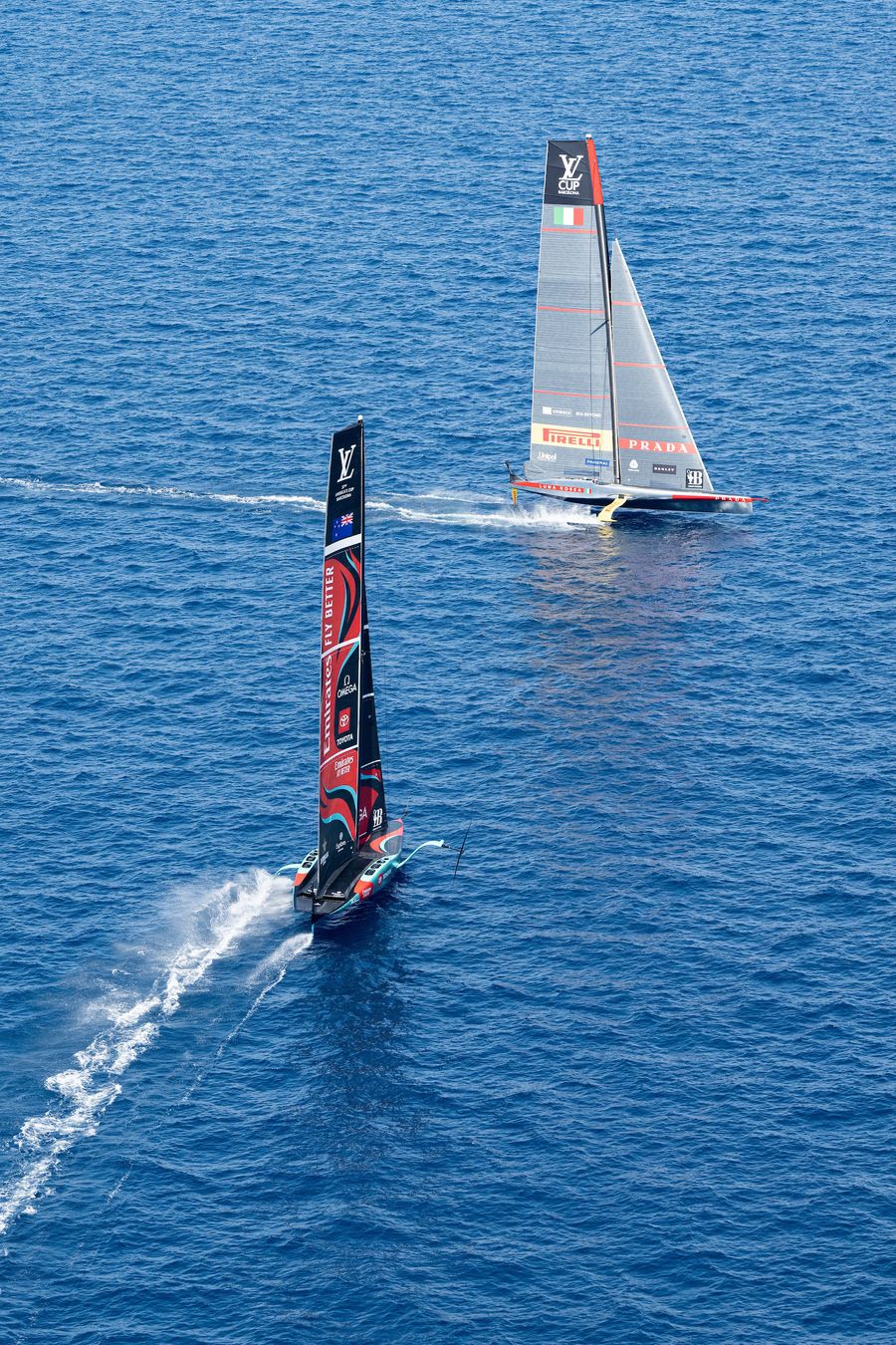 August 29, 2024. Louis Vuitton Cup, Race Day 1.  - EMIRATES TEAM NEW ZEALAND, LUNA ROSSA PRADA PIRELLI TEAM