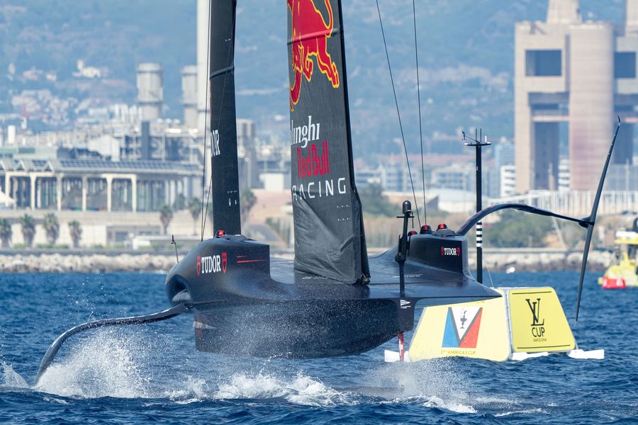 Rounding The Gate, Alinghi   August 31, 2024. Race Day 3 of the Louis Vuitton Cup