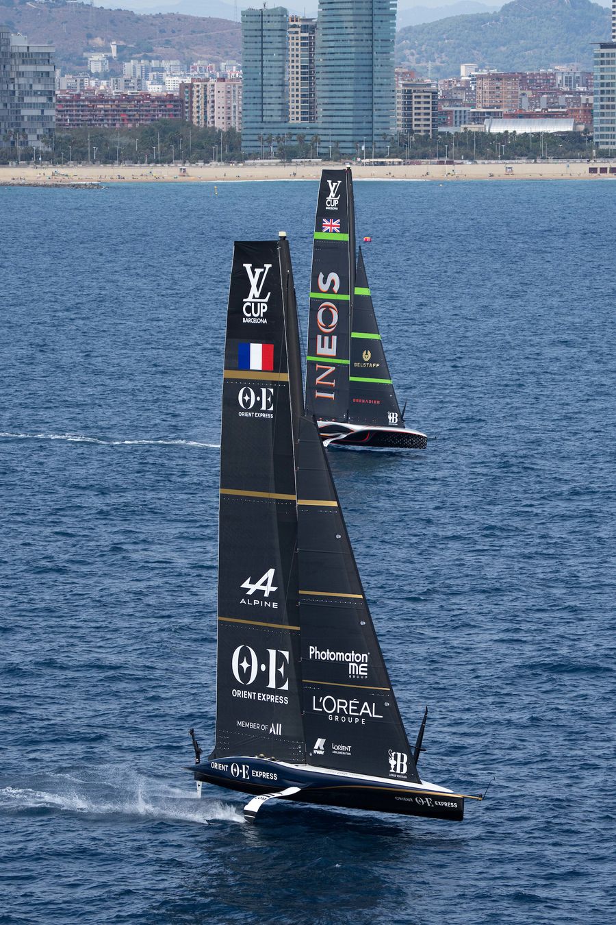 September 01, 2024. Race Day 4 of the Louis Vuitton Cup. INEOS BRITANNIA, ORIENT EXPRESS RACING TEAM. Photo Credit: AC37 media