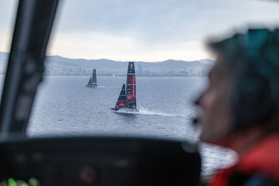 September 03, 2024. Race Day 5 of the Louis Vuitton Cup. EMIRATES TEAM NEW ZEALAND, LUNA ROSSA PRADA PIRELLI TEAM