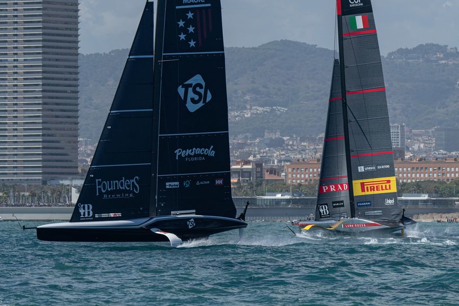 September 07, 2024. Race Day 7 of the Louis Vuitton Cup. LUNA ROSSA PRADA PIRELLI TEAM, NYYC AMERICAN MAGIC