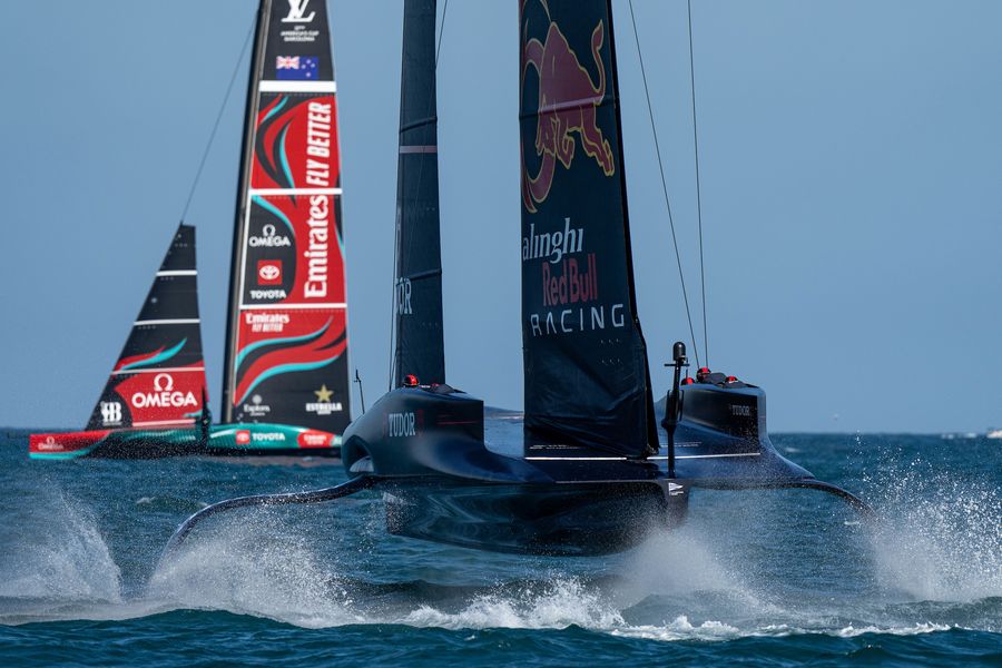 September 07, 2024. Race Day 7 of the Louis Vuitton Cup. ALINGHI RED BULL RACING, EMIRATES TEAM NEW ZEALAND