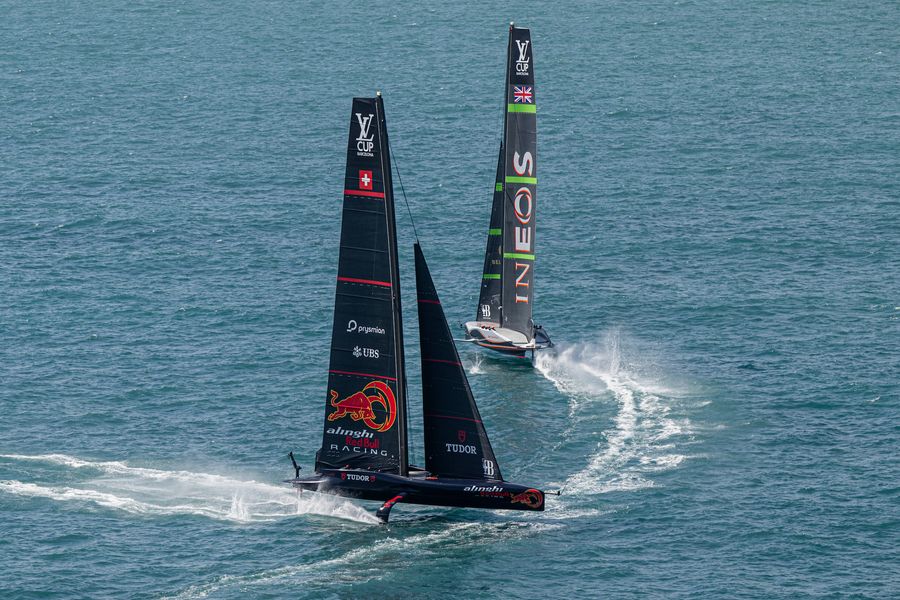 September 07, 2024. Louis Vuitton Cup, Race Day 7. INEOS BRITANNIA, ALINGHI RED BULL RACING