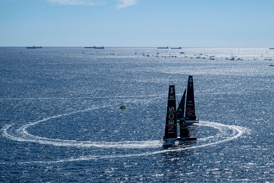 September 14, 2024. Louis Vuitton Cup, Semi Finals Race Day 1. ALINGHI RED BULL RACING, INEOS BRITANNIA. Photo Credit: AC37 media