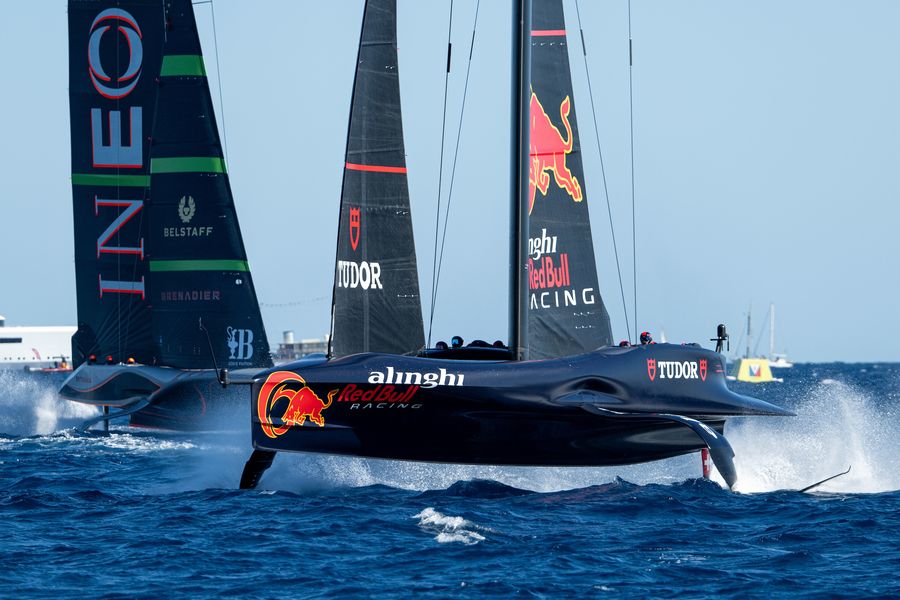 September 15, 2024. Louis Vuitton Cup, Semi Finals Race Day 2. ALINGHI RED BULL RACING, INEOS BRITANNIA. Photo credits: AC37 Media.