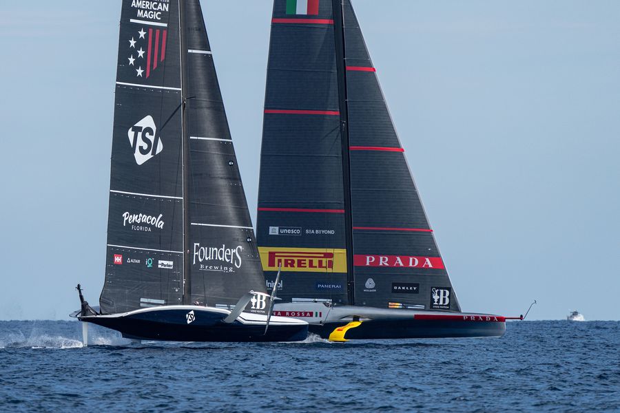 September 16, 2024. Louis Vuitton Cup, Semi Finals Race Day 3. LUNA ROSSA PRADA PIRELLI TEAM, NYYC AMERICAN MAGIC.  Photo Credit: AC37 media
