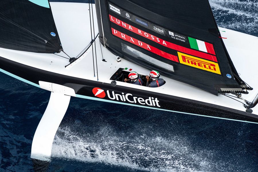 September 17, 2024. UniCredit Youth America's Cup, Race Day 1 - Group A. Luna Rossa Prada Pirelli Youth Team Photo Credit: AC37 media