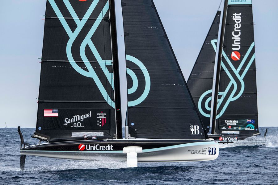 September 17, 2024. UniCredit Youth America's Cup, Race Day 1 - Group A. NYYC American Magic Youth Team, Emirates Team New Zealand Youth Team Photo Credit: AC37 media