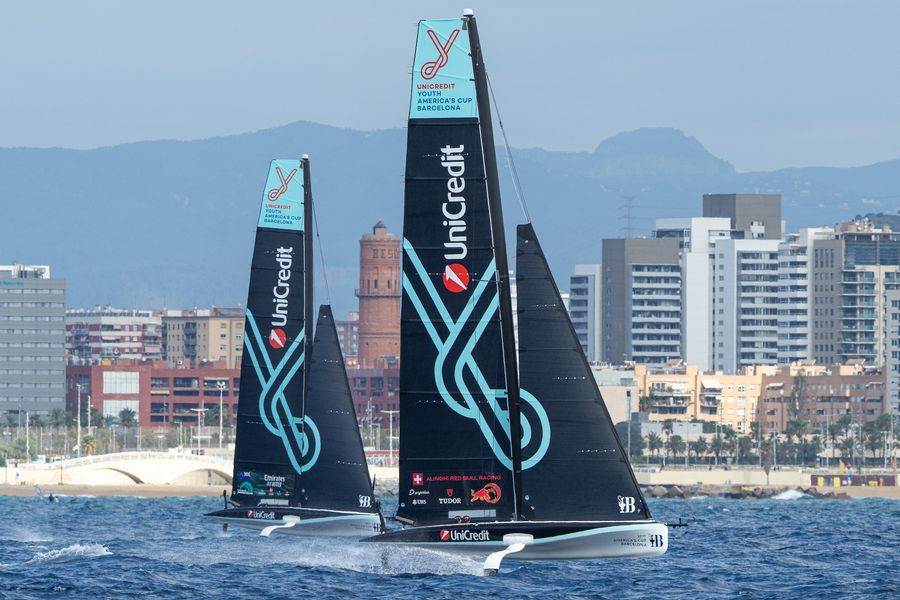 September 17, 2024. UniCredit Youth America's Cup, Race Day 2 - Group A. Alinghi Red Bull Racing Youth Team, Emirates Team New Zealand Women's Team