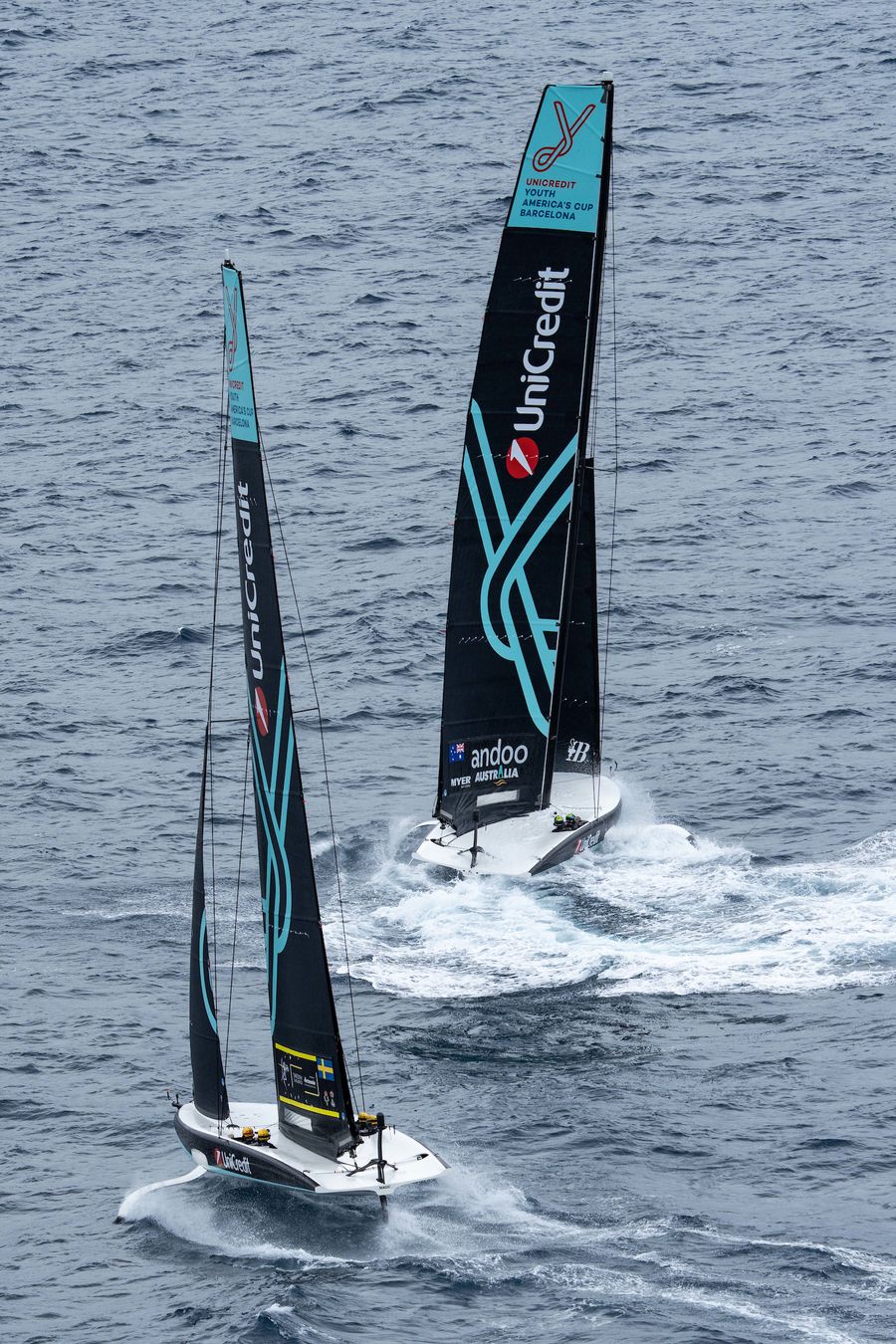 September 17, 2024. UniCredit Youth America's Cup, Race Day 4 - Group B. Swedish Challenge Youth Team powered by Artemis Technologies, Andoo Team Australia Youth Team Photo Credit: AC37 media