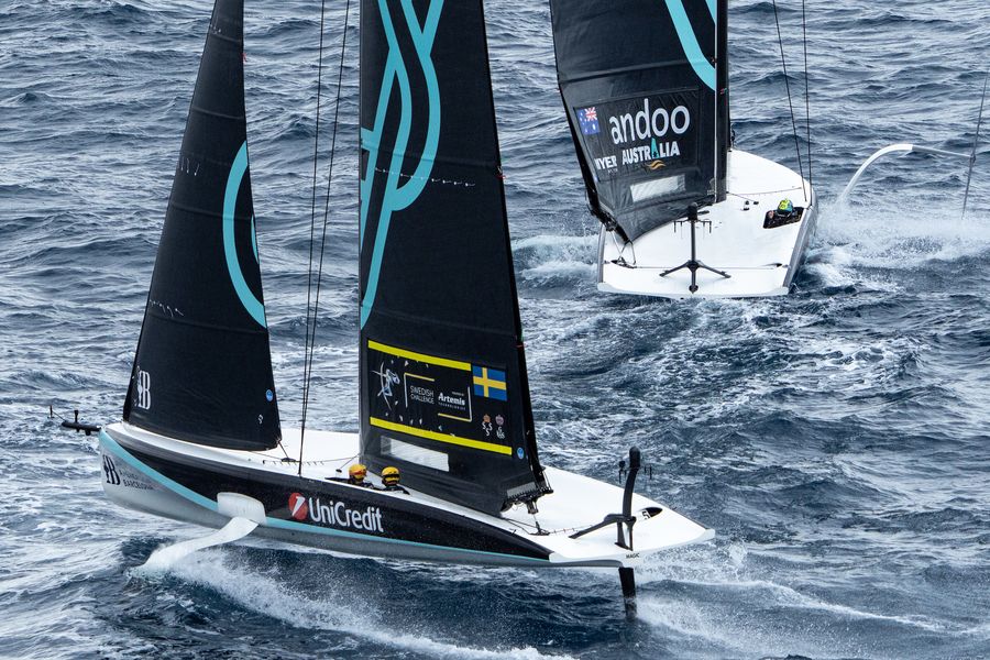 September 17, 2024. UniCredit Youth America's Cup, Race Day 4 - Group B. Andoo Team Australia Youth Team, Swedish Challenge Youth Team powered by Artemis Technologies Photo Credit: AC37 media