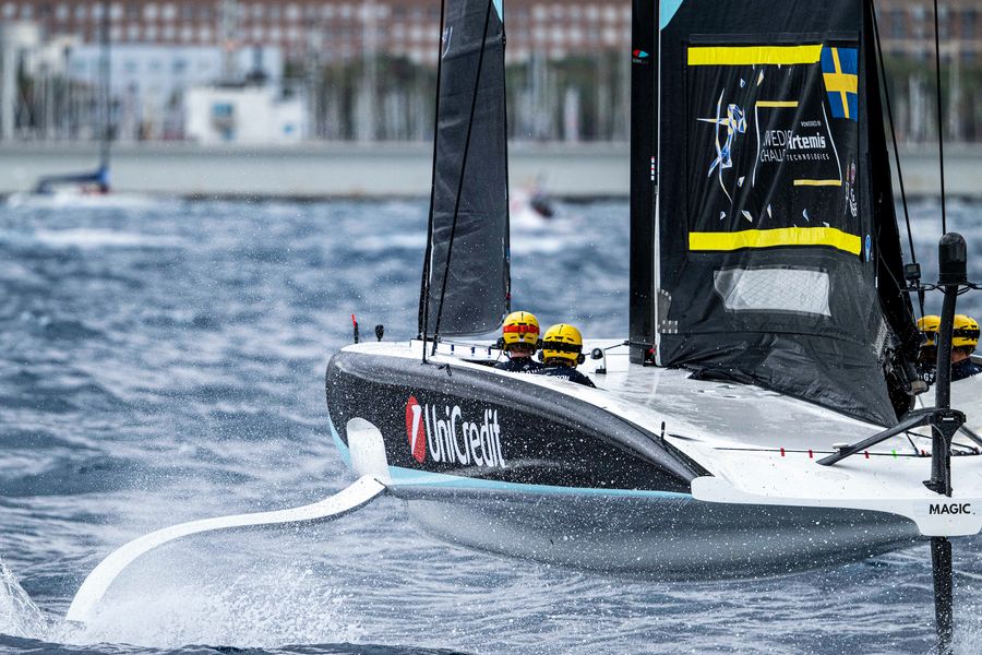 Swedish Challenge Youth Team powered by Artemis TechnologiesSeptember 21, 2024. UniCredit Youth America's Cup, Race Day 4 - Group B. Swedish Challenge Youth Team powered by Artemis Technologies Photo Credit: AC37 media
