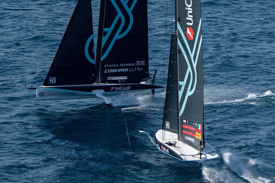September 17, 2024. UniCredit Youth America's Cup, Race Day 7, Semi Finals. Luna Rossa Prada Pirelli Youth Team, Athena Pathway - Youth Photo Credit: AC37 media