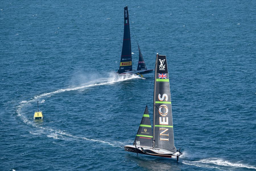 September 26, 2024. Louis Vuitton Cup, Final Race Day 1. INEOS BRITANNIA, LUNA ROSSA PRADA PIRELLI TEAM. Photo Credit: AC37 media