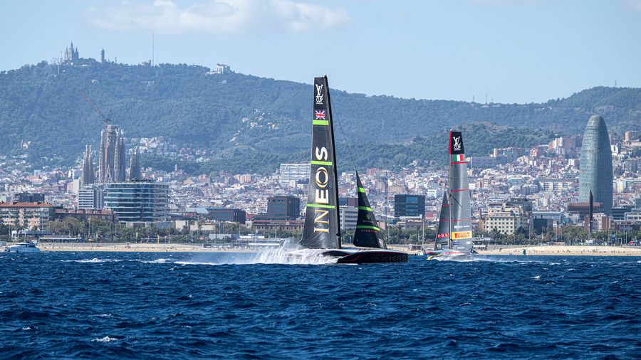 September 30, 2024. Louis Vuitton Cup Final, Race Day 4. INEOS BRITANNIA, LUNA ROSSA PRADA PIRELLI TEAM Photo Credit: AC37 media