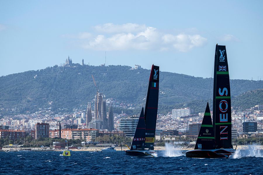 September 30, 2024. Louis Vuitton Cup Final, Race Day 4. INEOS BRITANNIA, LUNA ROSSA PRADA PIRELLI TEAM Photo Credit: AC37 media