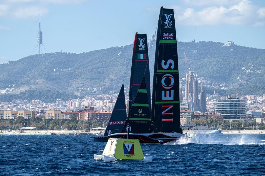 September 30, 2024. Louis Vuitton Cup Final, Race Day 4. INEOS BRITANNIA, LUNA ROSSA PRADA PIRELLI TEAM Photo Credit: AC37 media