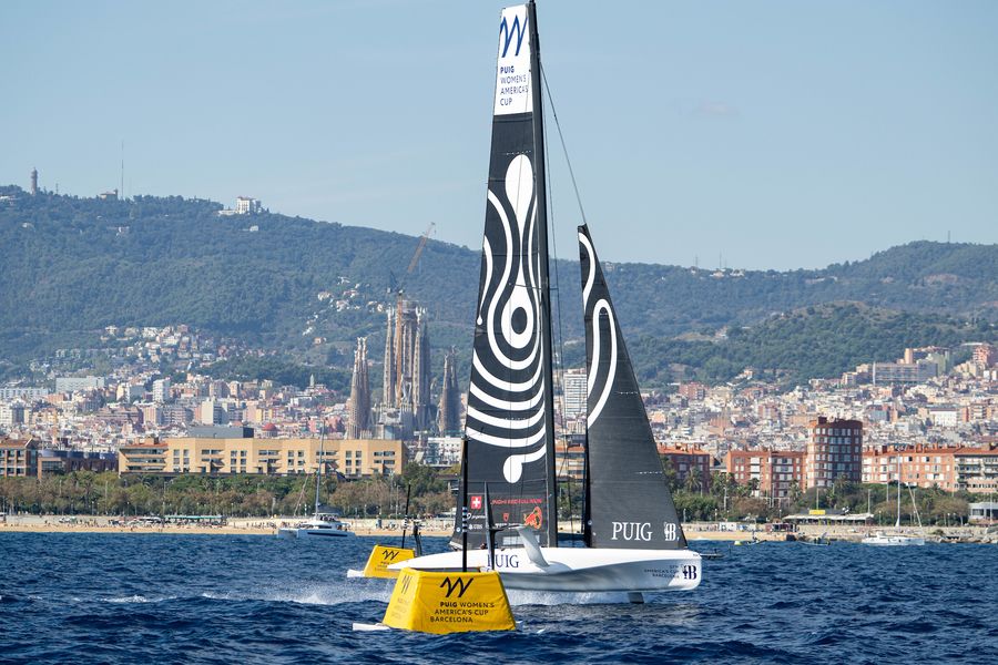 October 05, 2024. 37th America’s Cup -Puig Women's America's Cup, Qualifying - Group A. Alinghi Red Bull Racing Women's Team Photo Credit: AC37 media
