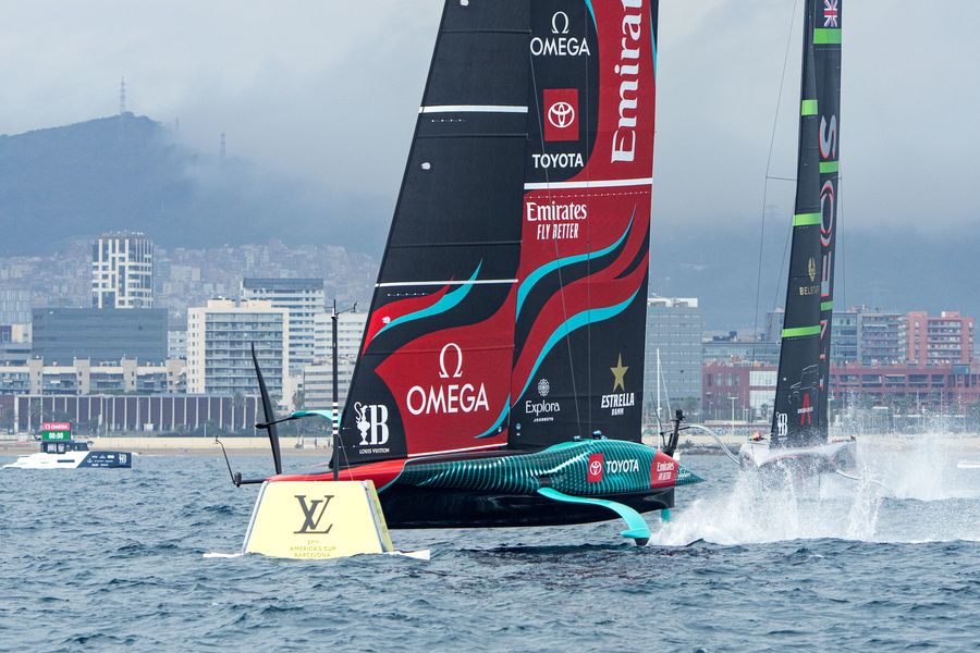October 12, 2024. Louis Vuitton 37th America's Cup, Race Day 1. EMIRATES TEAM NEW ZEALAND, INEOS BRITANNIA Photo Credit: AC37 media
