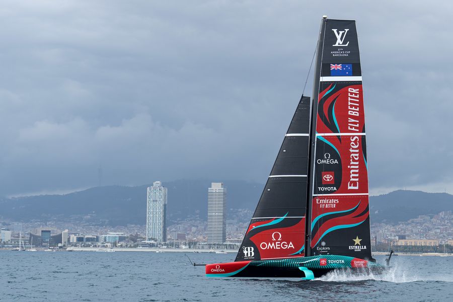 October 12, 2024. Louis Vuitton 37th America's Cup, Race Day 1. EMIRATES TEAM NEW ZEALAND. Photo Credit: AC37 media