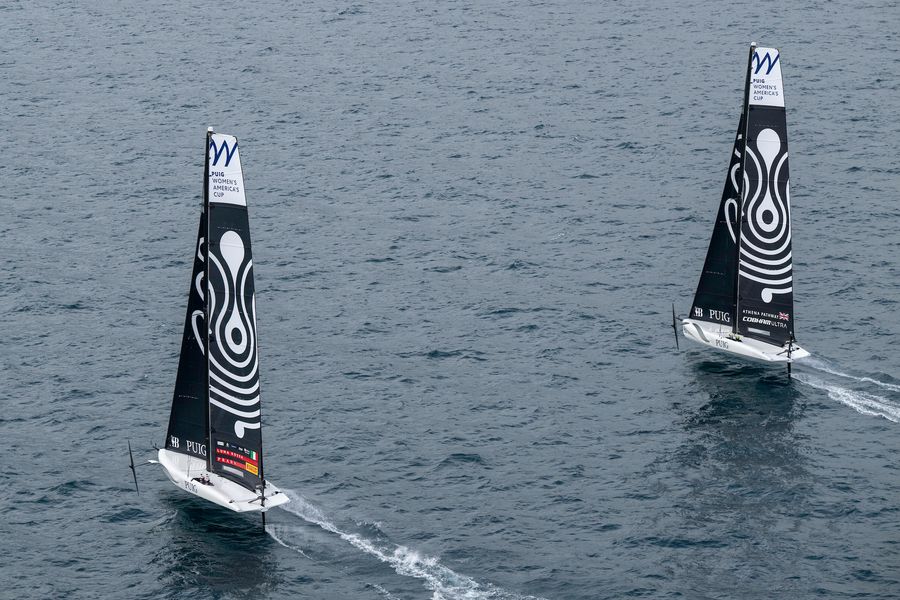 October 12, 2024. 37th America’s Cup -Puig Women's America's Cup, Race Day 6 - Final. Luna Rossa Prada Pirelli Women's Team, Athena Pathway - Women. Photo Credit: AC37 media