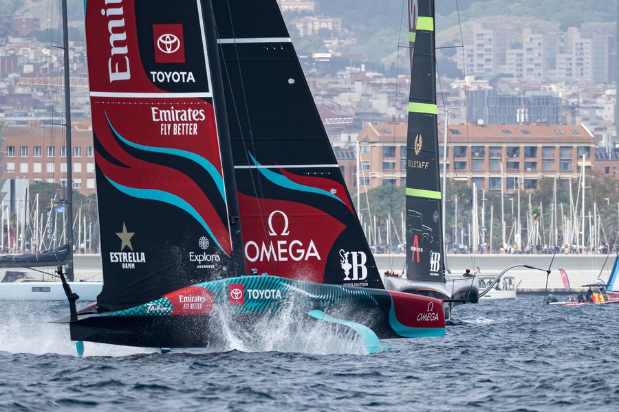 October 13, 2024. Louis Vuitton 37th America's Cup, Race Day 2. EMIRATES TEAM NEW ZEALAND, INEOS BRITANNIA Photo Credit: AC37 media