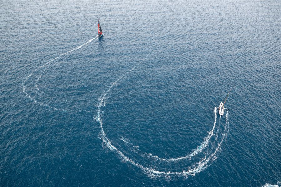October 14, 2024. Louis Vuitton 37th America's Cup, Race Day 3, Race 4. EMIRATES TEAM NEW ZEALAND, INEOS BRITANNIA Photo Credit: AC37 media