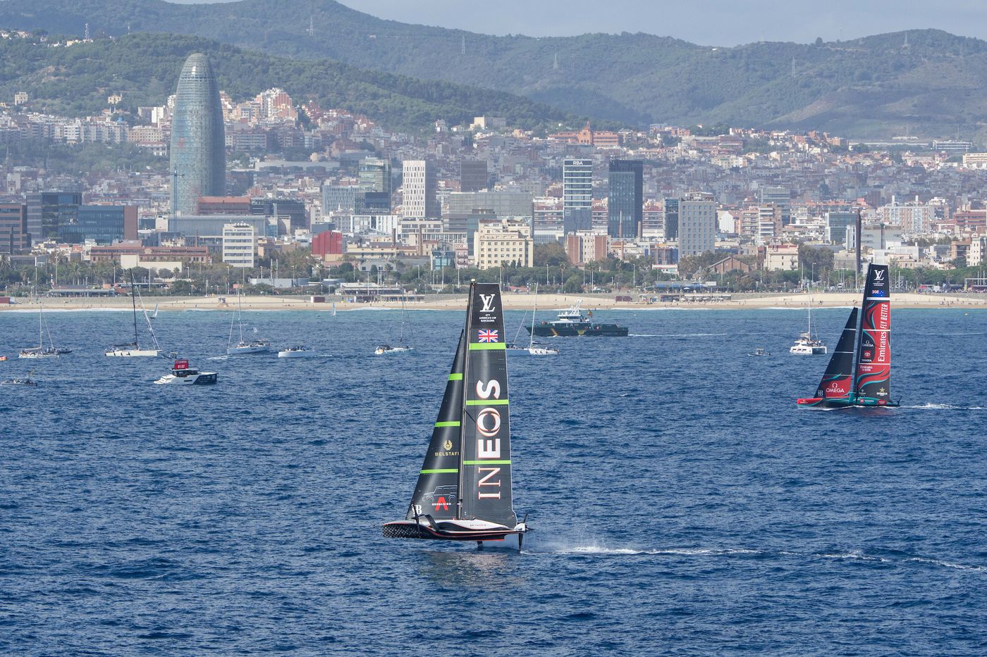 October 16, 2024. Louis Vuitton 37th America's Cup, Race Day 4. EMIRATES TEAM NEW ZEALAND, INEOS BRITANNIA Photo Credit: AC37 Media