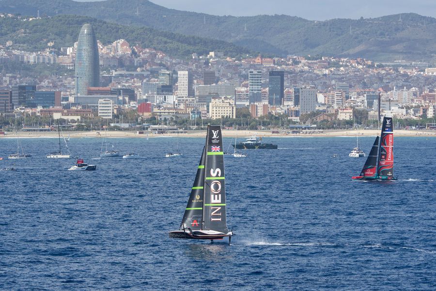 October 16, 2024. Louis Vuitton 37th America's Cup, Race Day 4. EMIRATES TEAM NEW ZEALAND, INEOS BRITANNIA Photo Credit: AC37 Media