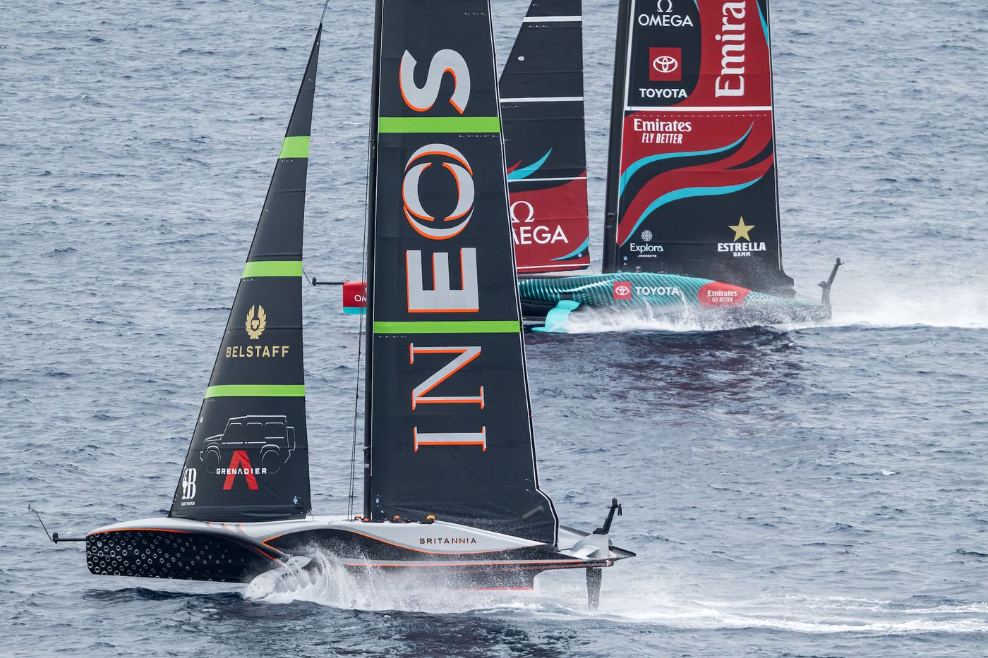 October 18, 2024. Louis Vuitton 37th America's Cup, Race Day 5. INEOS BRITANNIA, EMIRATES TEAM NEW ZEALAND Photo Credit: AC37 media