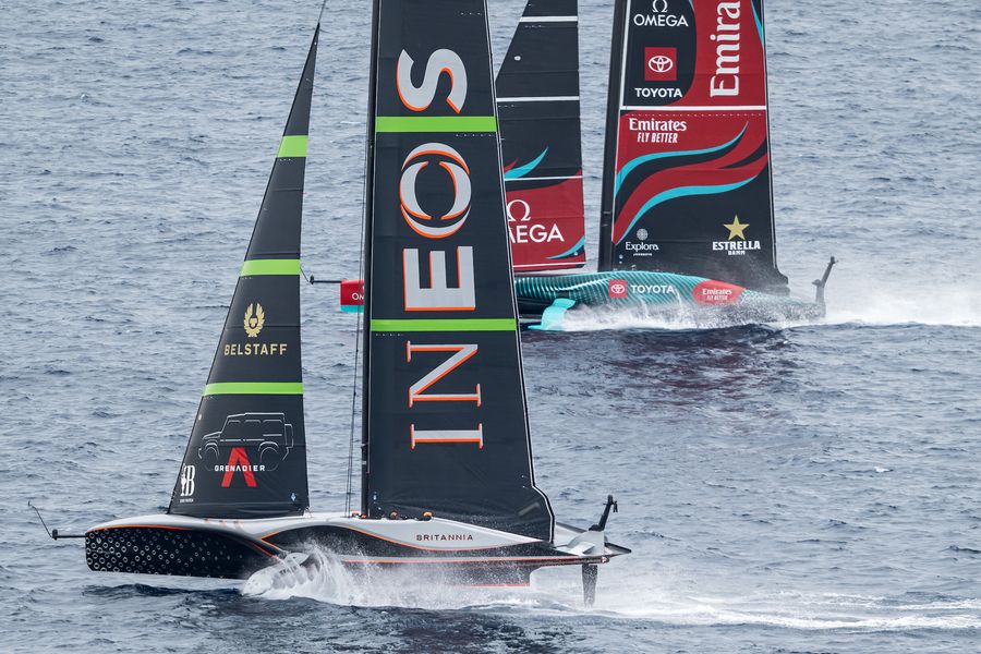 October 18, 2024. Louis Vuitton 37th America's Cup, Race Day 5. INEOS BRITANNIA, EMIRATES TEAM NEW ZEALAND Photo Credit: AC37 media