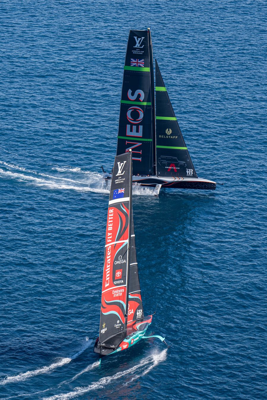 October 19, 2024. Louis Vuitton 37th America's Cup, Race Day 6. EMIRATES TEAM NEW ZEALAND, INEOS BRITANNIA Photo Credit: AC37 media