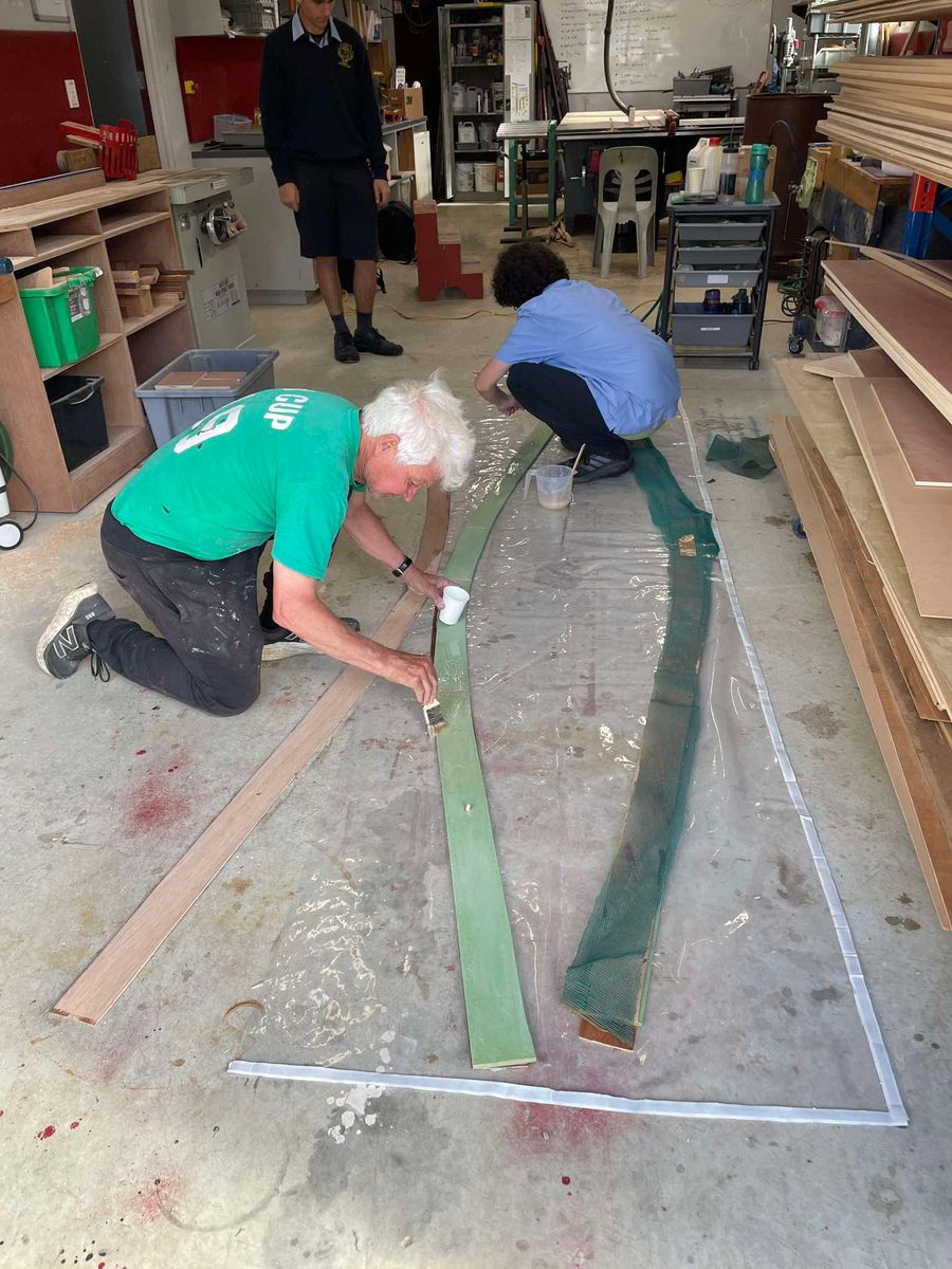 Mark builds the strucural componts with a student. Photo credit: Cameron Allen