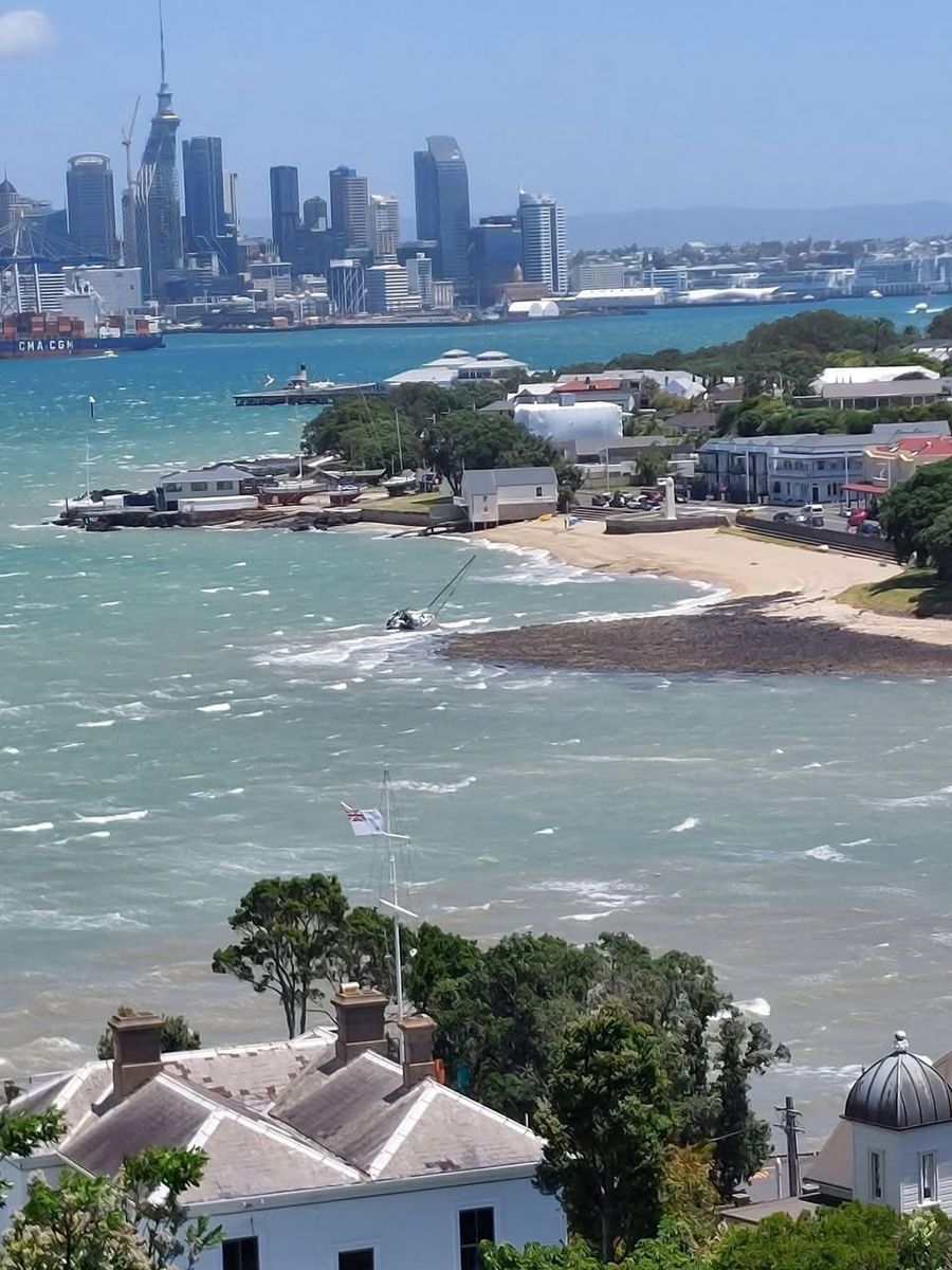 Grounded yacht today. Photo credit: Devonport Yacht Club facebook page