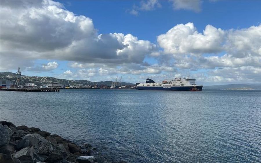 Bluebridge ferry Connemara. A Bluebridge spokesperson said there were no faults with the vessel and it was the masters decision to request support in high or gusty winds. 05/03/2025 Photo credit: RNZ / Bill Hickman