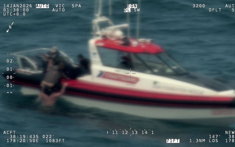 Three men spent six hours in the water off Tolaga Bay before a major search and rescue effort reached them. Photo: Supplied / NZDF